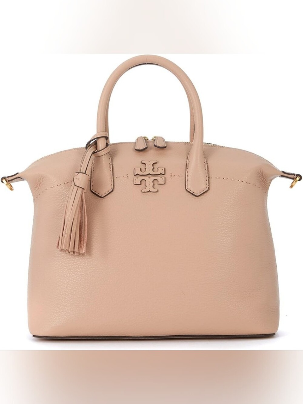 EUC Tory Burch McGraw Pebbled Satchel Top Handle Zip Tassel Gold Hardware